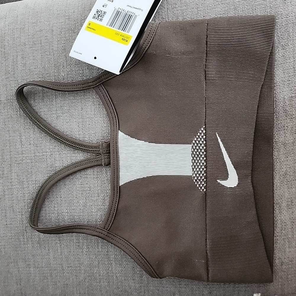 NEW Nike Girls Dri-FIT Indy Sports Bra Olive Size Small Sweat Wicking Training